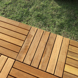 9 PCS Interlocking Deck Tiles 12" x 12" - Premium Acacia Wood Patio Tiles Waterproof - Deck Tiles Interlocking All Weather Waterproof Flooring - Easy Installation for Indoor & Outdoor (Golden Steak) J CLOVER