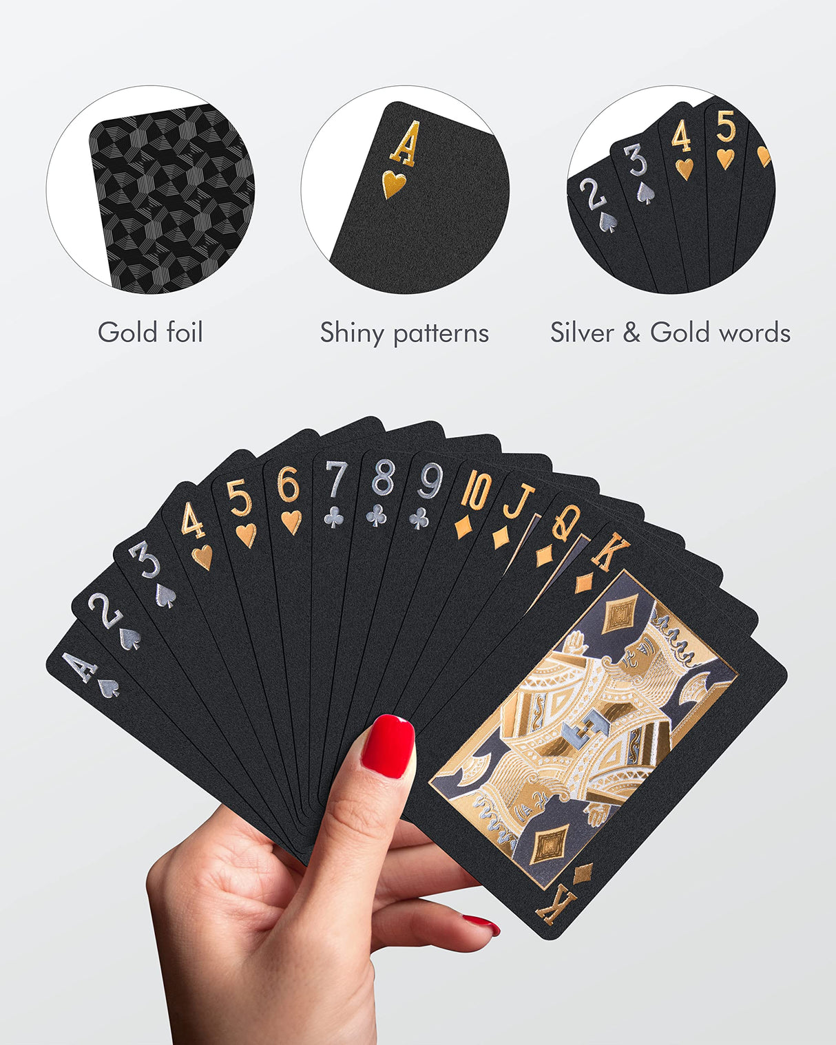 BIERDORF Diamond Waterproof Black Playing Cards, Poker Cards, HD, Deck of Cards (Black) BIERDORF