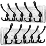 SKOLOO Rustic Wall Mounted Coat Rack: Pine Real Wood Plank Wall Coat Rack with 5 Triple Hooks, Farmhouse Coat Hanger Wall Mount for Hanging Backpack Jacket Coat Hat,Pack of 2 SKOLOO