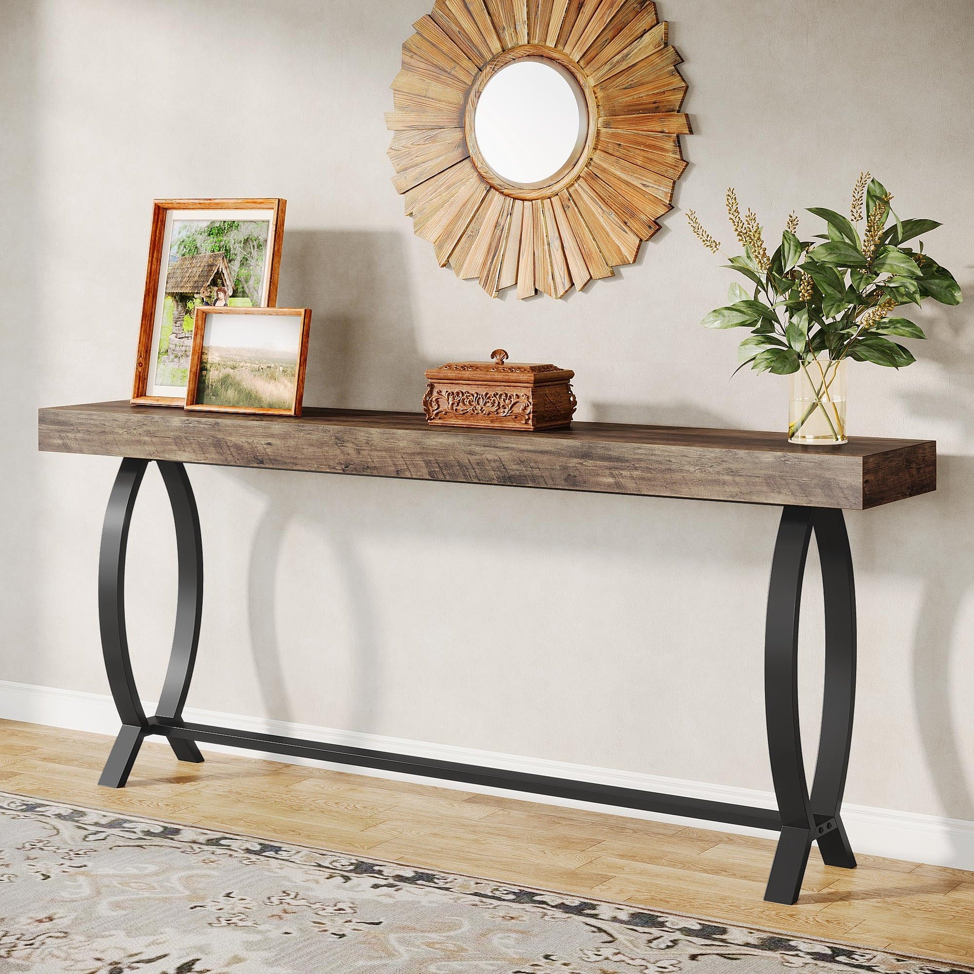 Tribesigns Console Foyer Table for Entryway: 70.87-Inch Narrow Long Entryway Entry Table, Farmhouse Sofa Table Behind Couch with Metal Legs, Entrance Table for Hallway, Living Room - WoodArtSupply