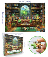Reading Room 1000 Piece Puzzle for Adults Unique Book Room Puzzles for Adults 1000 Pieces Library Bookshelf Jigsaw Puzzles 1000 Pieces Family Challenging Puzzle (27.5"x19.6") Blueforest