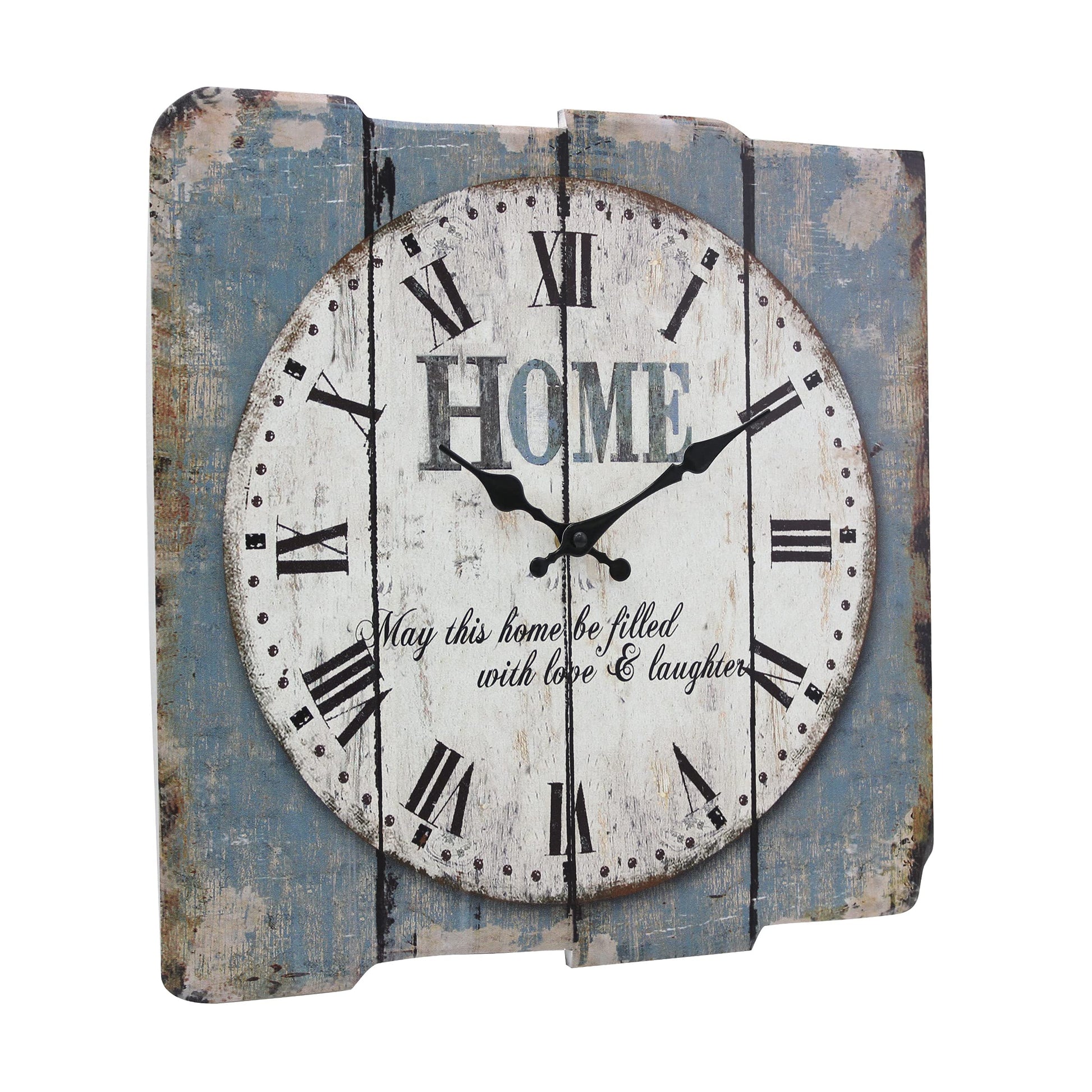 Stonebriar SB-6158A Worn Blue 15" Square White Wall Clock - WoodArtSupply