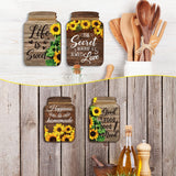 4 Pcs Kitchen Wall Decor Mason Jar Set Wooden Rustic Home Decor Inspirational Kitchen Hanging Farmhouse Wall Signs for Home decoration(Sunflower) Qunclay