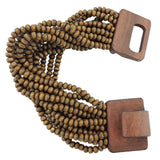 Coiris Wooden Beaded Bangle Bracelets for Women Boho Chunky Beaded Strand Bracelets Bohemian Summer Beach Bracelet Jewelry for Women (BR1199) Coiris