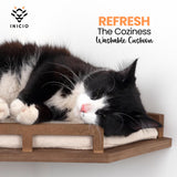 INICIO Cat Wall Shelves - Modern and Durable 3 Step Cat Furniture for Wall - Stylish Birch Floating Shelf for Cats up to 17lbs - Wooden Corner Shelves with Cushioned Perch - Brown INICIO