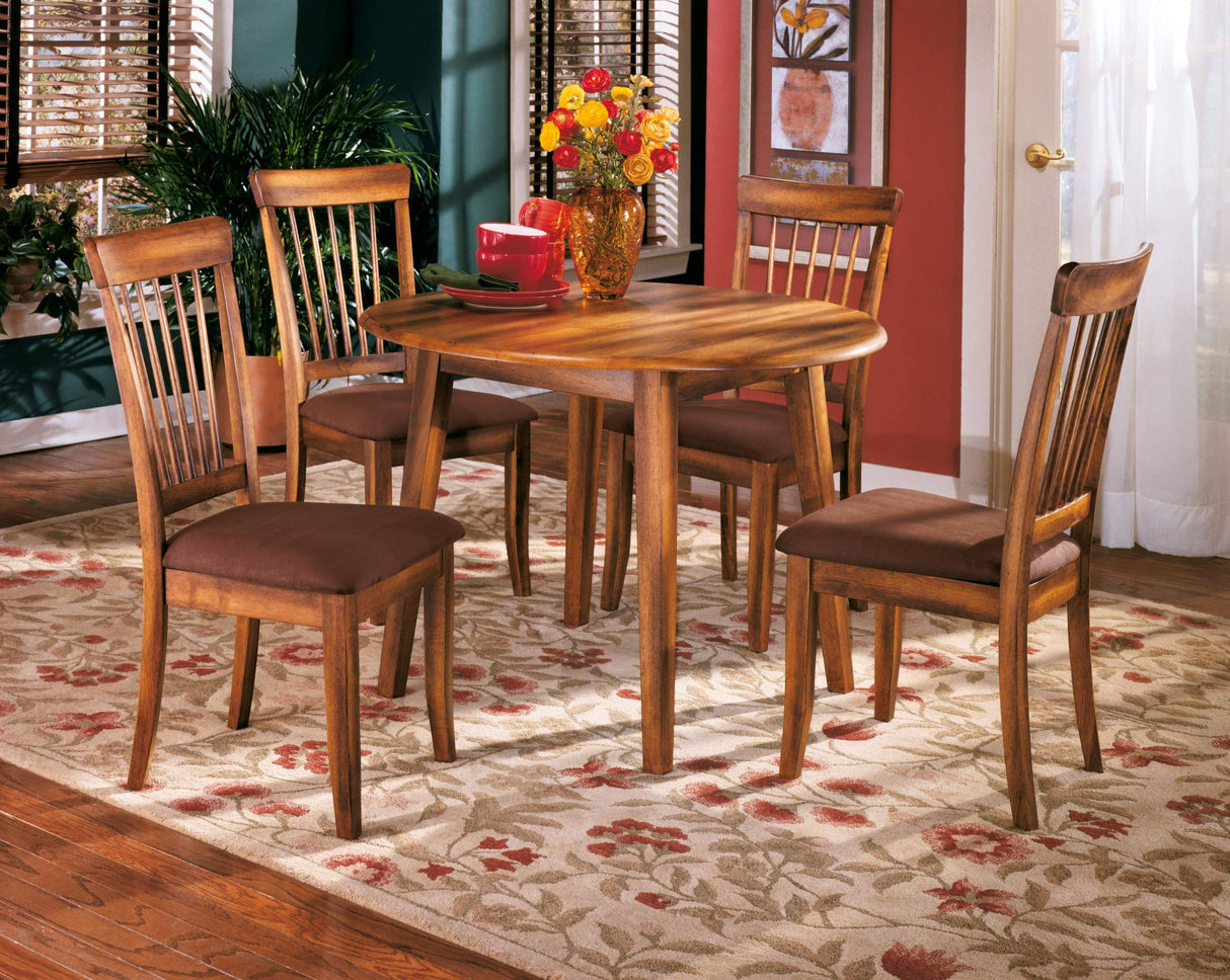 Signature Design by Ashley Berringer Dining Room Round Drop Leaf Table, Rustic Brown Signature Design by Ashley