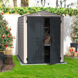 Duramax YardMate 5' x 8' Plus Plastic Garden Shed with Plastic Floor - Anthracite & Adobe - 15 Years Warranty DURAMAX