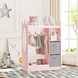 UTEX Kids Armoire Wardrobe Closet with Mirror and Storage Bin, Pink, 33.4 in W x 15.75 in D x 44.5 in H UTEX