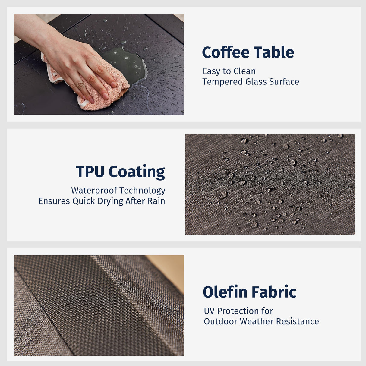 EAST OAK 4-Piece Patio Furniture Set with Thick Cushions, 2025 Coast Patio Conversation Set,4 Seats Waterproof Outdoor Patio Set with Rattan Armrests, Loveseat and Coffee Table for Backyard, Grey EAST OAK