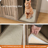 DWANTON Litter Box Enclosure, Cat Litter Box Furniture Hidden, with Scratching Mat, Wooden Cat Washroom Indoor, 31.5" L x 19.7" W x 21.7" H, Greige Dwanton