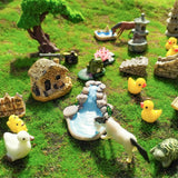 37PCS Fairy Garden Accessories, Miniature Nature Village Theme Fairy Garden Supplies for Outdoor, Mini Resin Animals House Bridge Pool Figurines Micro Landscape Succulent Plant Pots Terrarium Decor RFSRZ