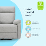 DaVinci Suzy Electronic Swivel Recliner with USB Port in Frost Grey, GREENGUARD Gold & CertiPUR-US® Certified DaVinci