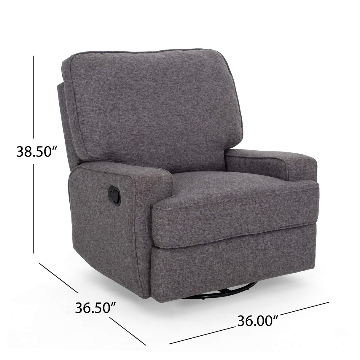 QKFF 36'' Wide Swivel Glider Recliner Chair, Manual Single Recliner with Triple Motion, Plush Cushioning, Traditional Modern Design for Living Room, Nursery, Bedroom QKFF