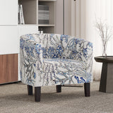 BELLEZE Accent Chairs for Living Room, Elegant Arm Chair Upholstered Tufted Barrel Chair Club Chair for Bedroom with Sturdy Legs and Linen Fabric - Berlinda (Blue Coral) BELLEZE