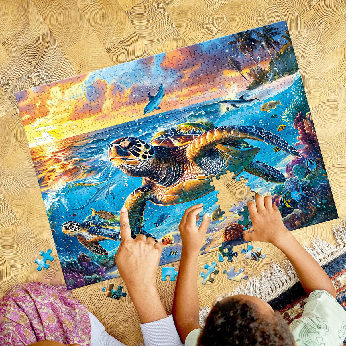 500 Piece Puzzle for Adults-Sea Turtle Puzzle| Recycled Cardboard Jigsaw Puzzles 500 Pieces | Challenging Family Activity Great Gift Idea for Family Friends | Difficult Puzzles Size 20.5X 15 inches Edsjegn