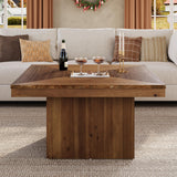 TRIBEWOOD Wood Coffee Table for Living Room, 35.43" Mid Century Modern Square Center Cocktail Table, Farmhouse Accent Tea Cocktail Furniture for Small Space, Office, Rustic Brown TRIBEWOOD