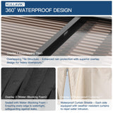 Kullavik 10' × 28' Hardtop Gazebo for Patio,Wall-Mounted Lean to Gazebo Pergola with Sloping Roof and Durable Aluminum Frame,Large Heavy Duty Awnings for Decks,Backyard,Sand Kullavik