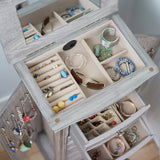 Hives and Honey Landry Smoke Grey Jewelry Armoire Standing Cabinet with Mirror and Necklace, Earring, Bracelet Storage Hives and Honey