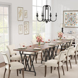 IDEALHOUSE Rectangular Dining Table, 70.9-Inch Long Dining Table for 6 People, Farmhouse Rustic Kitchen Table with Heavy Duty Metal Legs for Dining Room IDEALHOUSE