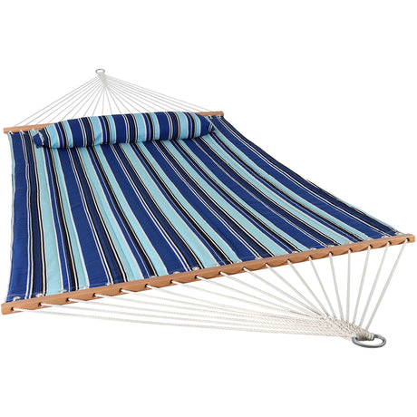 Sunnydaze Quilted Outdoor Hammock with Spreader Bars - Heavy-Duty 450-Pound Capacity Double Hammock for Outside - Catalina Beach Sunnydaze
