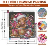 Christmas Cow Snowman Pine Cone Diamond Art Painting Kits for Adults, Diamond Painting Kits for Adults Beginners, 5D DIY Full Drill Diamond Dot Gem Art Kits for Adult, Home Wall Decor 13.8x13.8 Inch AWLNKMC