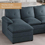 JAMFLY 109" U Shaped Couch, Modular Sectional Sofa with High Density Memory Foam, 4-Seat Comfy Modular Sofa Couch for Living Room, Dark Grey JAMFLY