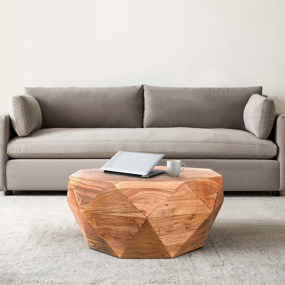 The Urban Port 33-Inch Diamond Shape Acacia Wood Coffee Table with Smooth Top, Dark Brown The Urban Port