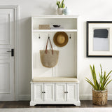 Crosley Furniture Holbrook Hall Tree with Shoe Rack Bench and Coat Hooks for Hanging Storage, Distressed White Crosley Furniture