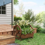 Outsunny 3-Tier Raised Garden Bed, Wooden Wagon Planter Boxes with Drainage Holes, for Vegetables Flowers Herbs, 25" x 24" x 23" Outsunny