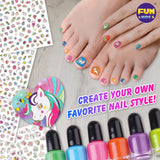 Toy Unicorn Nail Art for Girl 7-12, FunKidz Size 17.91Wx12.4L Ultimate Glamour Peelable Nail Polish Kit for Kids Fingernail Set Party Gifts FUN KIDZ