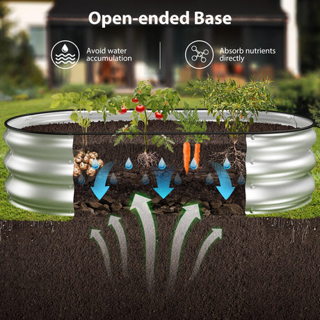 Winpull Raised Garden Bed Kit, 4x2x1 ft Galvanized Planter Box Outdoor with Safety Edging, Large Metal Raised Beds for Gardening Vegetables Flower Herb (Silver) Winpull