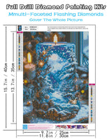 KINPLUB Christmas Candles Diamond Painting Kits for Adults Beginners, Winter Forest Snow Scenery Diamond Art Kits for Adults, DIY Full Drill Round Gem Art Dots for Home Wall Decor 12x16 Inch KINPLUB