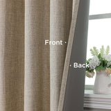 CUCRAF 100% Blackout Window Curtains 84 inches Long 2 Panels Set, Faux Linen Look Thermal Insulated Grommet Drapes, Room Darkening Curtain for Bedroom Living Room(W52 x L84 Inch, Light Khaki) CUCRAF