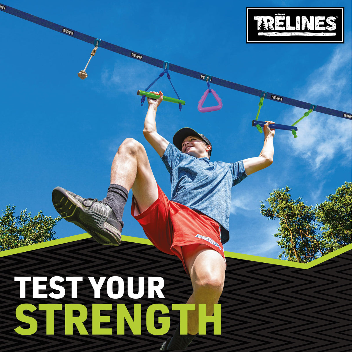 Trelines Ninja Warrior Obstacle Course for Kids, Most Attractive Lines and Gear for Backyard - 8 Ninja Obstacles - Monkey Bars, Gym Rings, Tree Rings, Fists. Great for Girls & Boys 5+ Get Outside Hape