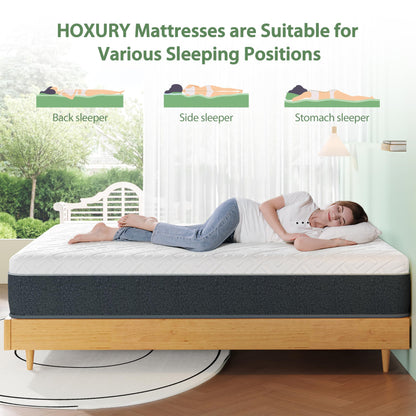 HOXURY King Mattress, 14 Inch Green Tea Memory Foam Mattress in a Box, Medium Firm King Size Mattress for Pressure Relief, CertiPUR-US Certified