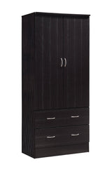 Hodedah W Chocolate HI29 2 Doors Wardrobe with 2 Drawers Hodedah