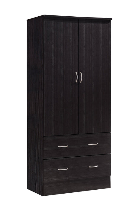 Hodedah W Chocolate HI29 2 Doors Wardrobe with 2 Drawers Hodedah