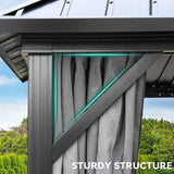 YITAHOME 10x12ft Gazebo Hardtop with Nettings and Curtains, Heavy Duty Double Roof Galvanized Steel Outdoor Combined of Vertical Stripes Roof for Patio, Backyard, Deck, Lawns, Gray YITAHOME