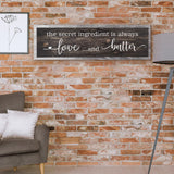 Jetec The Secret Ingredient Is Always Love and Butter Sign Funny Wood Kitchen Sign Funny Farmhouse Wall Decor Rustic Kitchen Wall Decoration, 15.7 x 4.7 Inch(Brown) Jetec