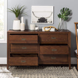 Walker Edison Traditional Simple Wood Accent Entryway Console Sideboard Living Room Storage Shelf, 6 Drawer, Walnut Walker Edison