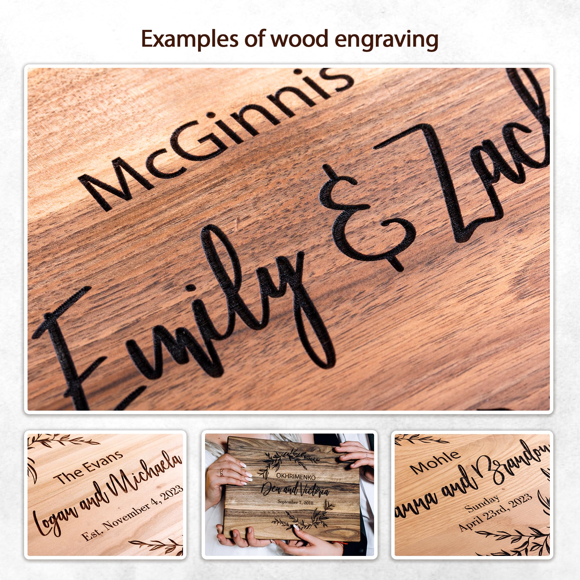 Personalized Engraved Cutting Board Oak Walnut - Thumbnail 4