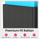 Pamapic 7-Piece Outdoor Furniture,All-Weather Wicker Modular Sectional Sofa with Patio Crystal Coffee Table, Adjustable Reclining Sectional Couch with Washable Removable Cushion Covers, Light Blue Pamapic