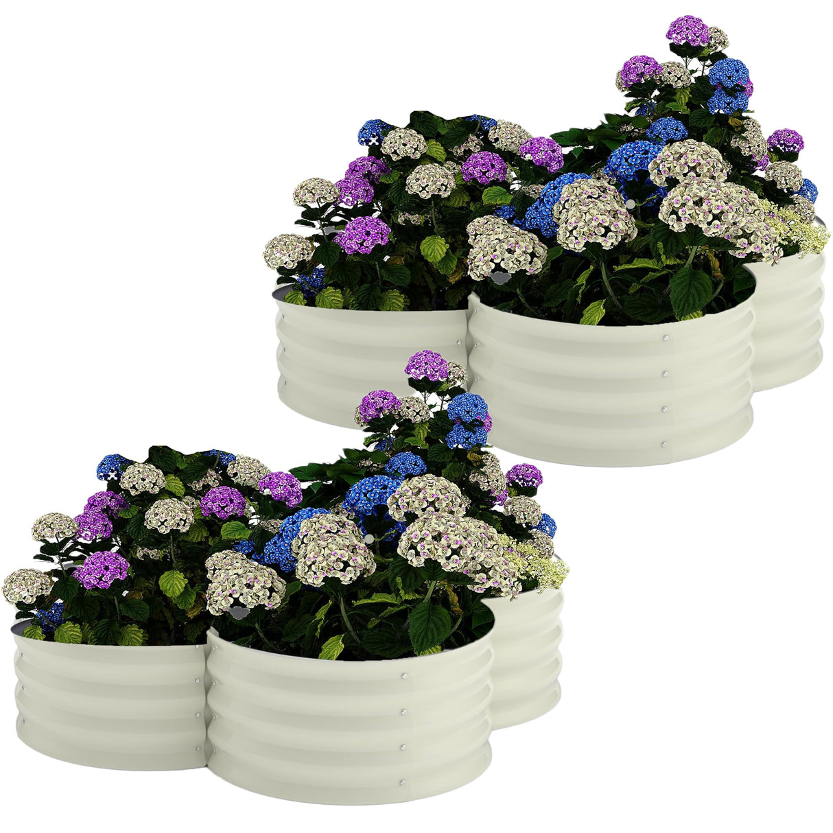 2 Pack Galvanized Raised Garden Bed – 4x4x1ft Raised Beds-Coated Metal Planter Box with Floral Edge, Easy Assembly Rust-Resistant Outdoor/Indoor Garden Box for Vegetables, Flowers, Herbs, White GarveeHome