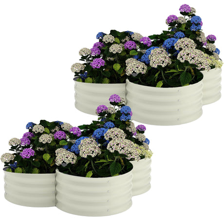 2 Pack Galvanized Raised Garden Bed – 4x4x1ft Raised Beds-Coated Metal Planter Box with Floral Edge, Easy Assembly Rust-Resistant Outdoor/Indoor Garden Box for Vegetables, Flowers, Herbs, White GarveeHome