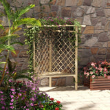 Outsunny 55" Garden Arch Bench, Wooden Trellis Park Bench for Outside with Slatted Seat, Lattice Backrest for Climbing Plants & Vines Outside On Lawn, Porch, Deck, Natural Outsunny