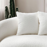 BAMOOLI 101'' Curved Sofa Couch, Mid Century Modern Half Moon Living Room Sofa, Luxury 5-Seat Sofa Couch with 4 Throw Pillows, Teddy Fleece Leisure Couch for Apartment, Office, Bedroom, Beige BAMOOLI