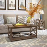 Rainbow Sophia Coffee Table, Modern Farmhouse Wood Coffee Table with 2-Tier Storage, 40 Inch, Dark Walnut Rainbow Sophia