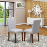 East West Furniture ABP8T05 Abbott Parson Chairs - Grey Linen Fabric Padded Dining Chairs, Set of 2, Walnut East West Furniture