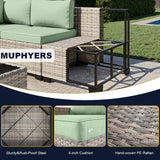 Muphyers 8-Piece Outdoor Patio Furniture Set with 55,000 BTU Fire Pit Table, PE Wicker Rattan Sectional Sofa Conversation Set - All-Weather Garden, Backyard Furniture, Light Green Muphyers
