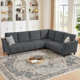 Jarenie 102" Convertible Sectional Sofa Couch, L Shaped Couch with Back Cushions, Modern Upholstered 6-Seat Reversible Sofa Set for Living Room, Apartment, Office, Dark Grey Jarenie